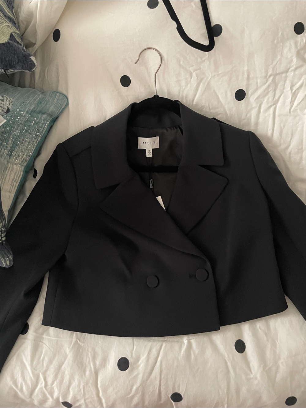 Milly Black Cropped Double-Breasted Blazer BNWT Medium